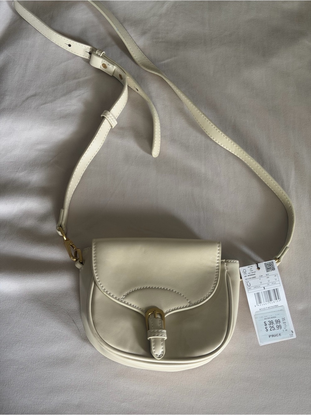 Cream Crossbody Saddle Bag - Unbranded